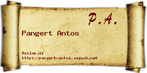 Pangert Antos névjegykártya